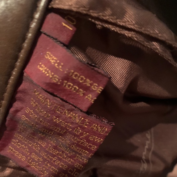 Vintage Etienne Aigner Genuine Leather Skirt side zip button Brown Size 10 - Picture 15 of 17